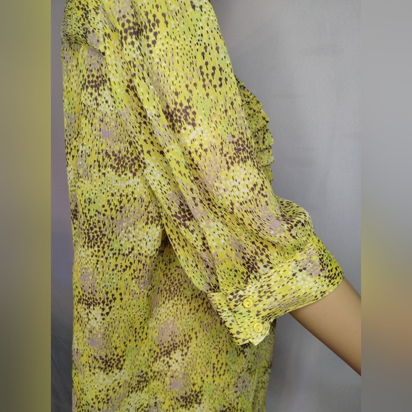 Attention Women's size xl yellow ruffle blouse shirt top - Picture 5 of 8